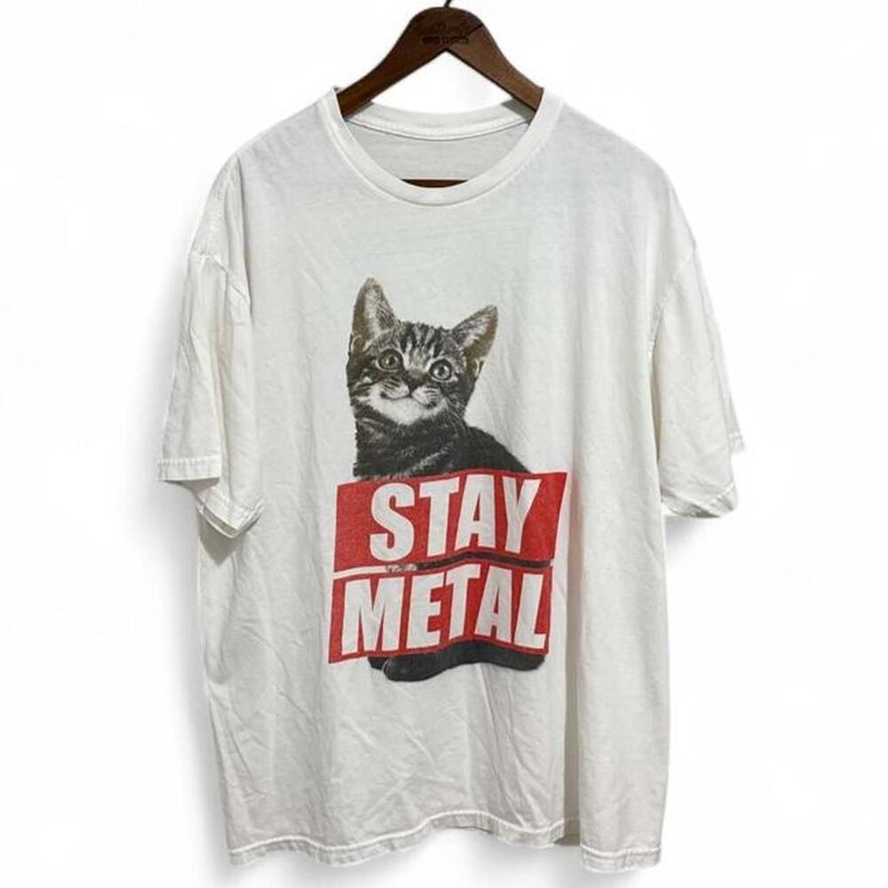 Miss May I Stay Metal Cat White Graphic T-Shirt XL